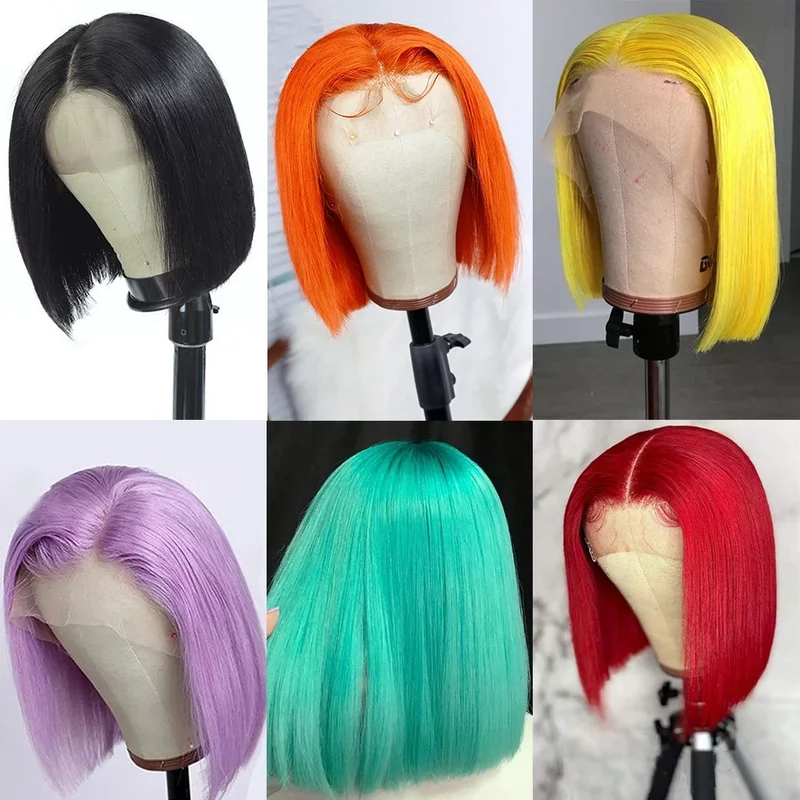 Colored Short Bob Human Hair Wigs for Women
