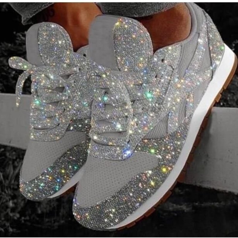 Women's casual breathable lace-up running shoes Glitter