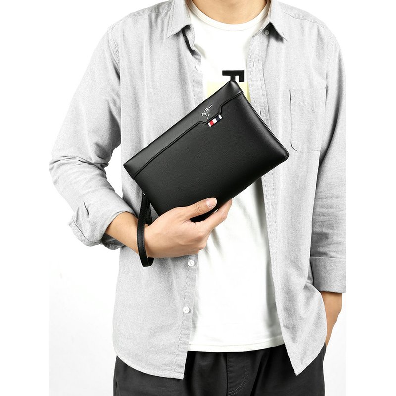 Leather Clutch For Men Zipper Wallet Card Fashion Business Square Phone Ipad Pouch Hand Porter Bag Briefcase Designer