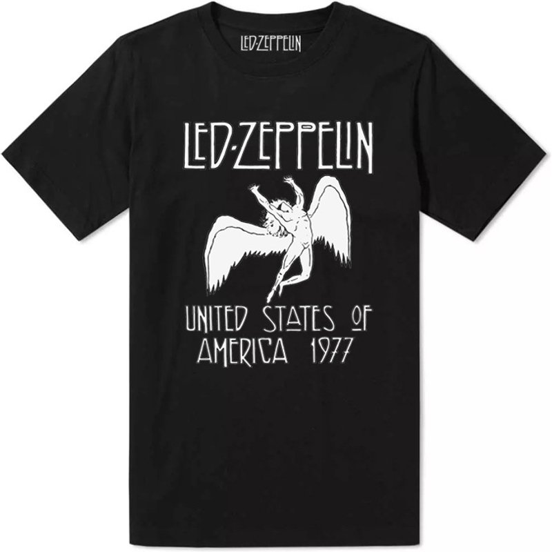 Men's Clothing LED ZEPPELIN Zeppelin rock band retro classic men's printed short sleeved T shirt T Shirt