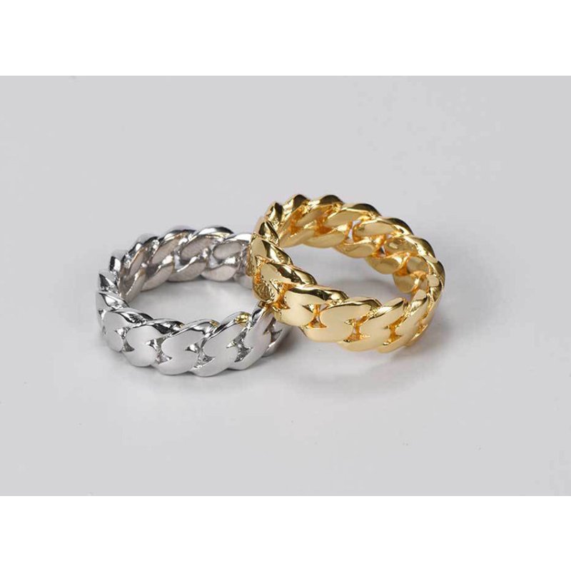 Stainless Steel Cuban Simple Smooth Polished 8mm Chain Ring