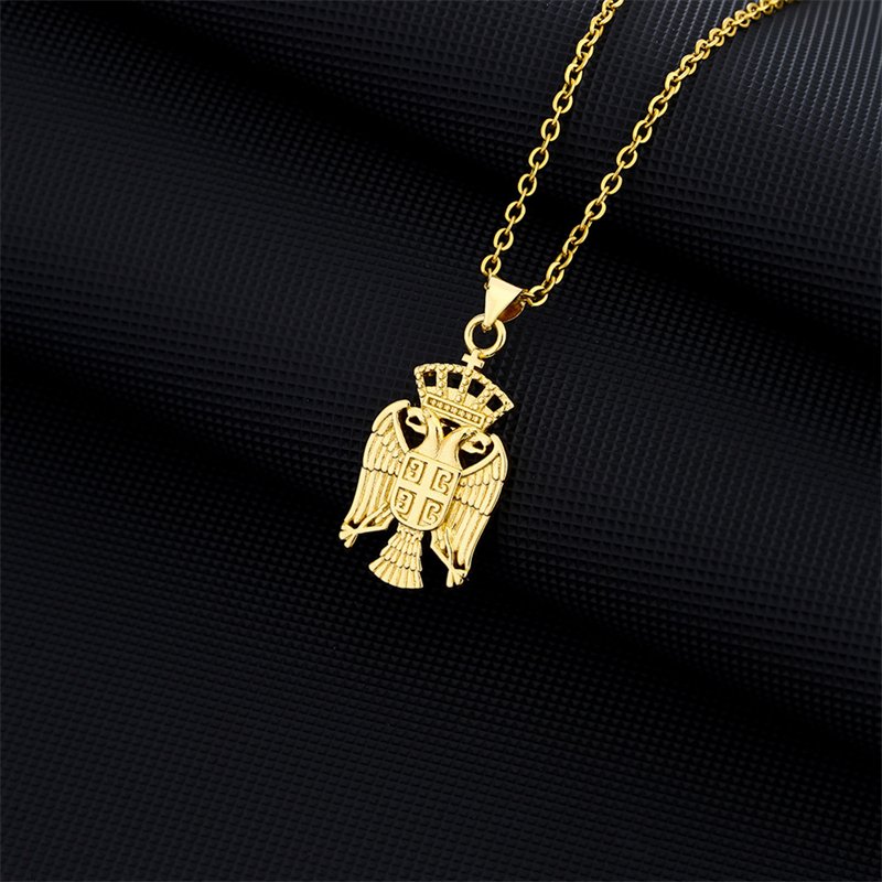 Fashion New Serbia Eagle Pendant Necklace for Women Men Sier Color/Gold Color Stainle Steel Srbija Charm Jewelry Serbian