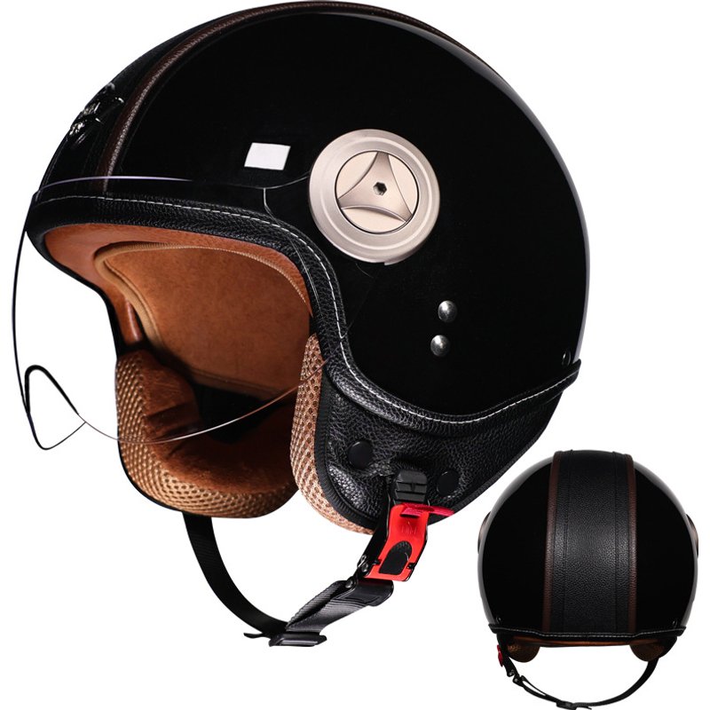 New 3C certified retro helmet with endoscope for all seasons, unisex, three quarter motorcycle and electric vehicle riding helmet