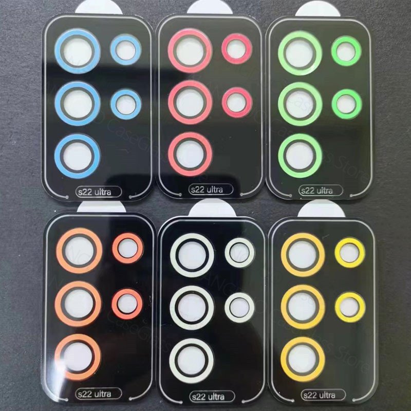 For Samsung Galaxy S22 Ultra Luminous Camera Lens Protector Aluminum Alloy Metal Tempered Glass Lens film s22ultra acces