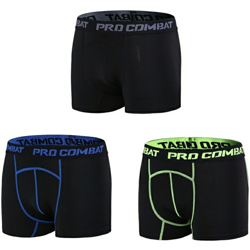 Men's Underwear Elastic Breathable Sports Briefs Moisture Absorbing Training Running Boxer Briefs Quick Drying Tight Fitness Shorts