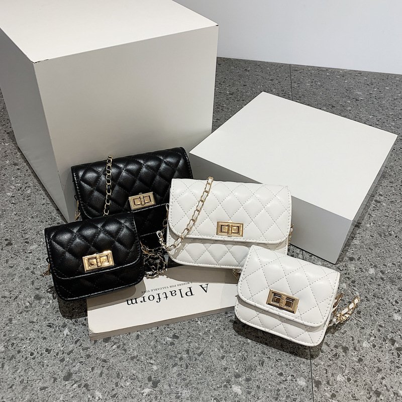 Retro Women's Bag Trend Fashion Casual Diamond Lattice Chain Crossbody Bag Small Square Bag