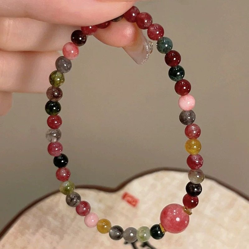 Retro colored beaded bracelet for women, high end Chinese style light luxury bracelet, niche exquisite simple hand jewelry