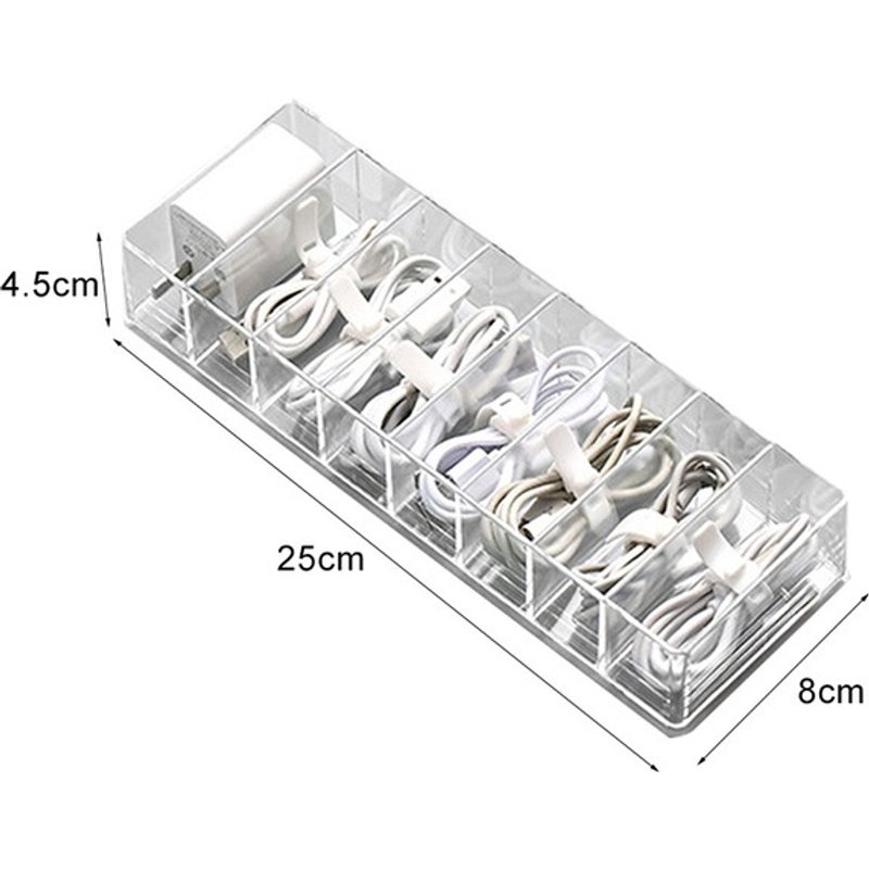 Cable Storage Box Transparent Plastic Data Line Storage Container for Desk Stationery Multifunctional headset Data charging line