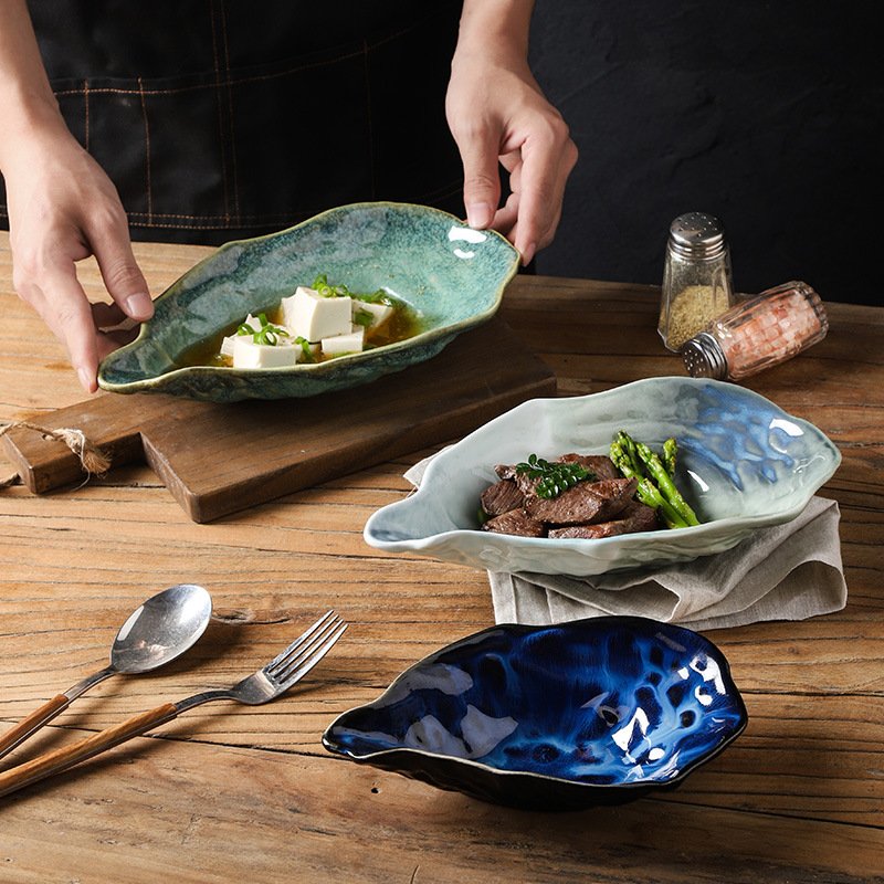 Kiln Changed Ceramic Saucer Personalized Restaurant Hotel Oyster Shaped High Value Dessert Small Dish Dipping Sauce Soy Sauce Dish