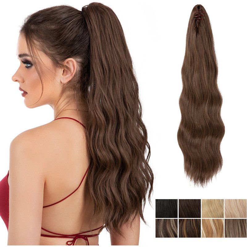 Synthetic hair female grab clip natural simulation long curly high braid synthetic fiber ponytail hair extensions