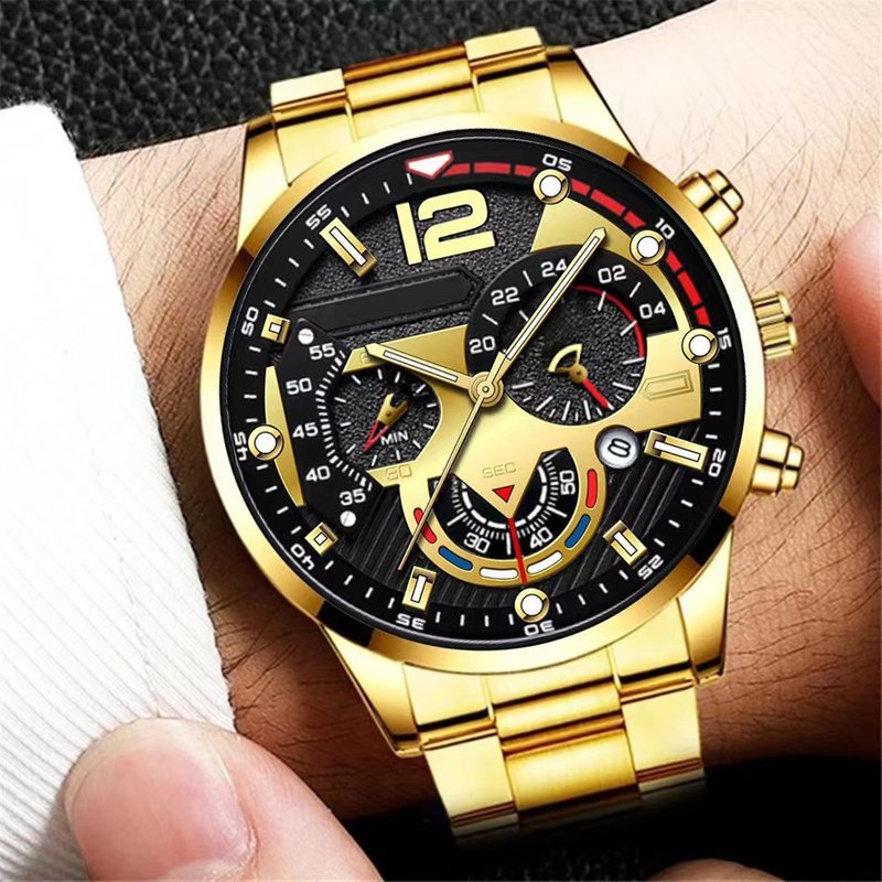 men's fashion steel belt business men's quartz watch luminous pointer calendar men's watch spot
