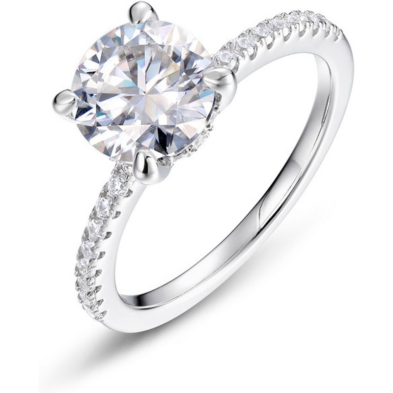 Dazzling Moissanite Engagement Ring S925 Silver Full Of Colored Gemstones Couple Ring Simple And Fashionable