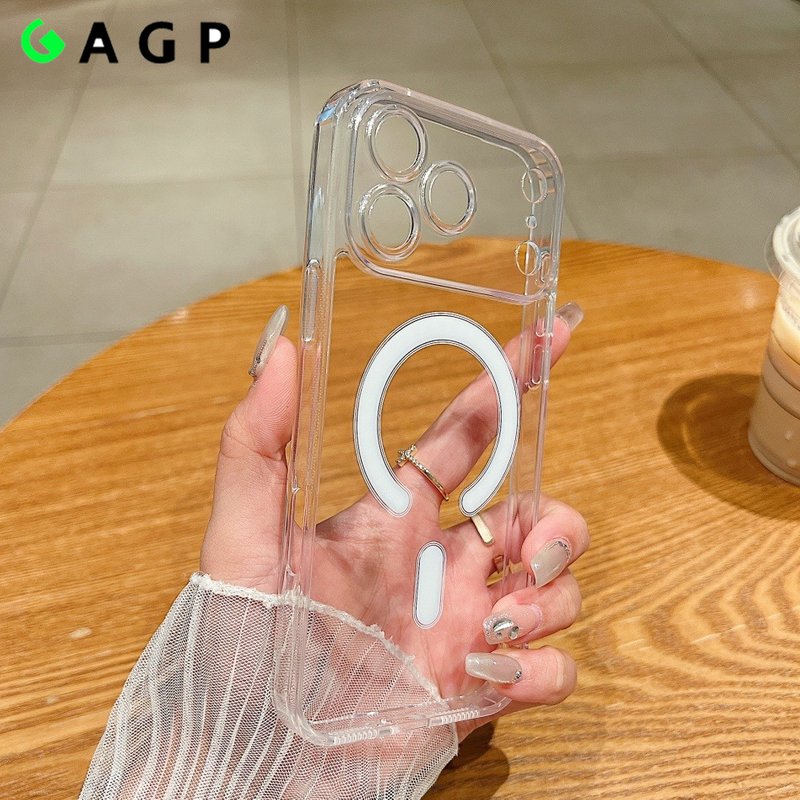Ultra Thin Magnetic Transparent Case For Iphone 17 Air 16 15 14 13 11 12 Pro Max Camera Protect Cover