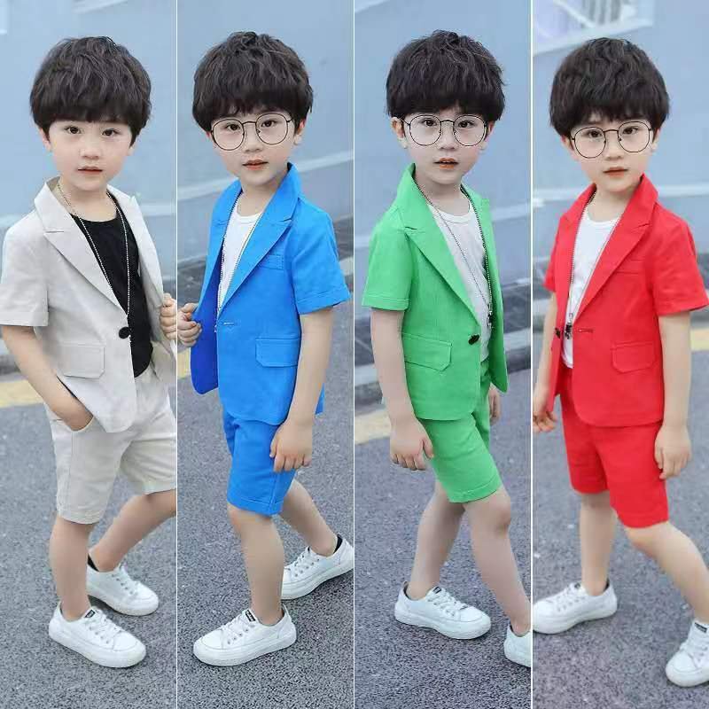Kid's Clothing 2024 new style Children's suits summer two piece suits boys' performance clothes dresses show host performance clothes