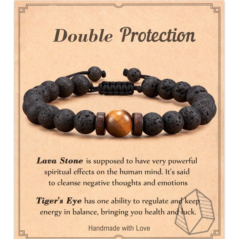 hot selling men's fashion woven bracelet black obsidian frosted Tiger Eye Stone volcanic stone beaded bracelet batch