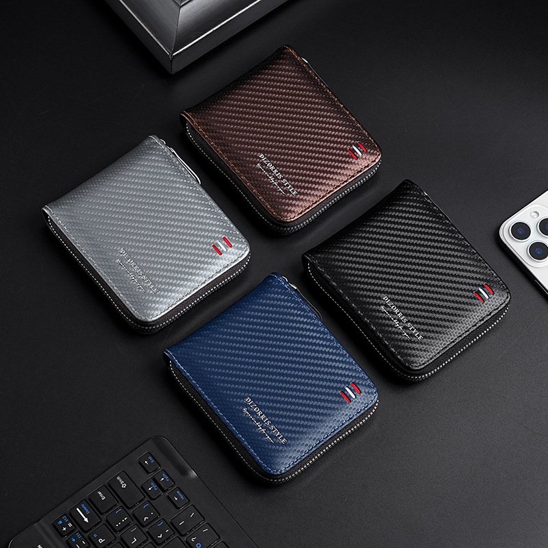 Men's Wallet Fashion Carbon Fiber Grain Men's Special Large Capacity Organ Card Bag Card Sleeve Change Multi-functional Wallet