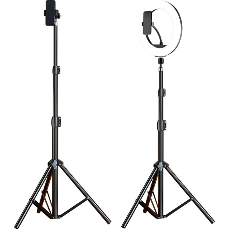 Premium Carbon Steel Phone Tripod Stand With Sandblasted Finish – Adjustable Height (1.7m/2.1m), Multi-Device Mount