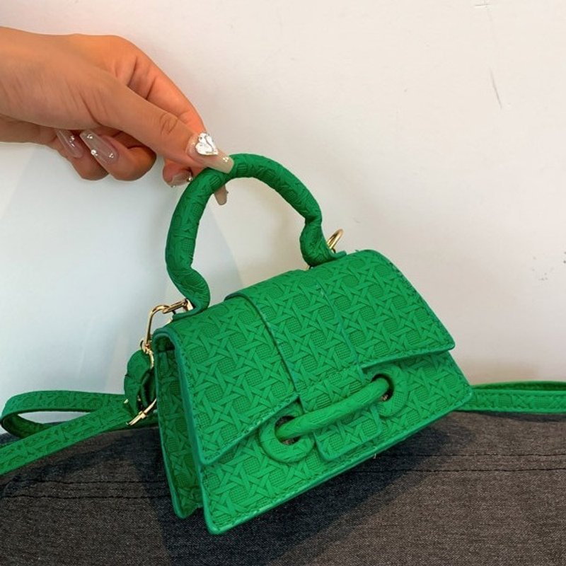 Solid Color Fashion Versatile Textured Handheld Small Square Bag Simple Design Daily Shoulder Crossbody