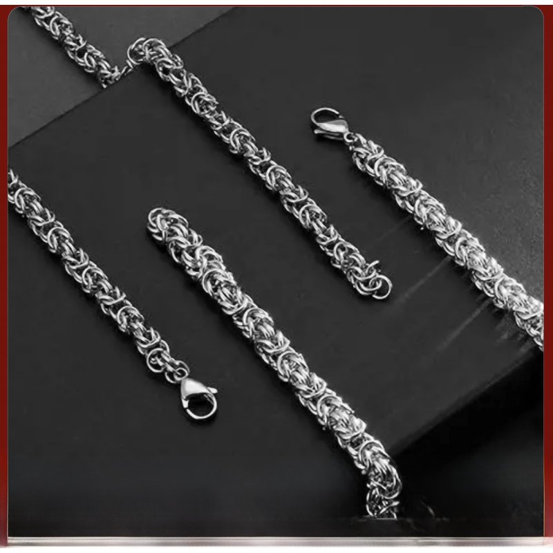 Tide Cool Punk Handmade Chain Stainless Steel Necklace Personality Weaving Men's Titanium Steel Necklace Fashion Clothing Jewelry