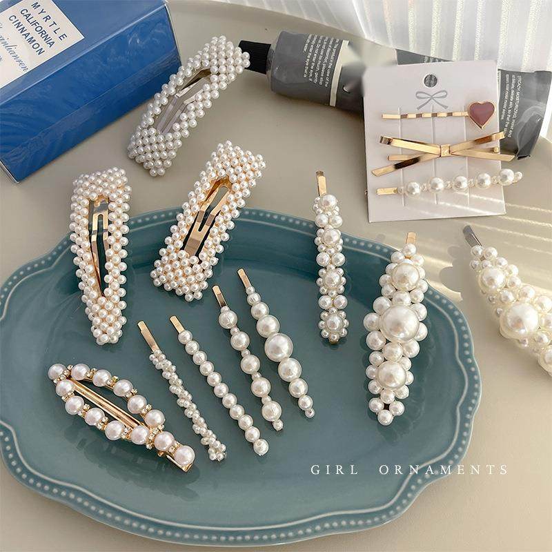Pearl Hair Clip Headpiece Hairclip Female Internet Celebrity New Type One Word Clip Side High end Exquisite Hair Accessories