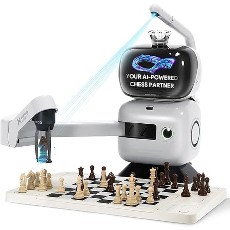SenseRobot AI Chess Robot with Robotic Arm – 25 AI Levels, 1200+ Exercises, Endgame Trainer, Classic Game Replay, Voice Coaching, Lichess Integration, App Sync, For All Skill Levels