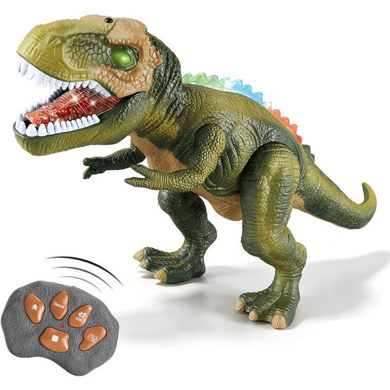 Remote Control T‑Rex Dinosaur Toy for Kids, RC Tyrannosaurus Rex with Walking Dancing Function, LED Light Simulated Dinosaur Roar Sound, Movable Mouth Detachable Limbs Electronic Dino Toy for Boys Indoor Play