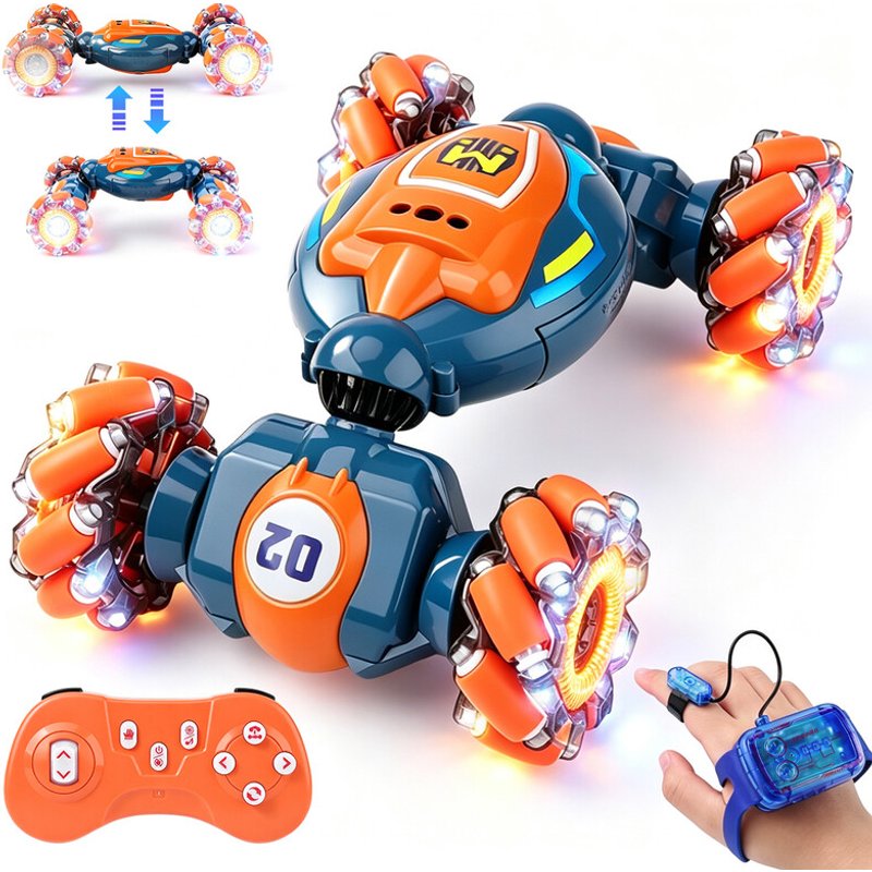 Gesture Sensing RC Stunt Car – Toy for Boys & Girls Ages 6-12, Hand Controlled Twist Car with Lights & Music, Cool Birthday & Creative Gift for Kids Aged 6,7,8,9,10,11,12