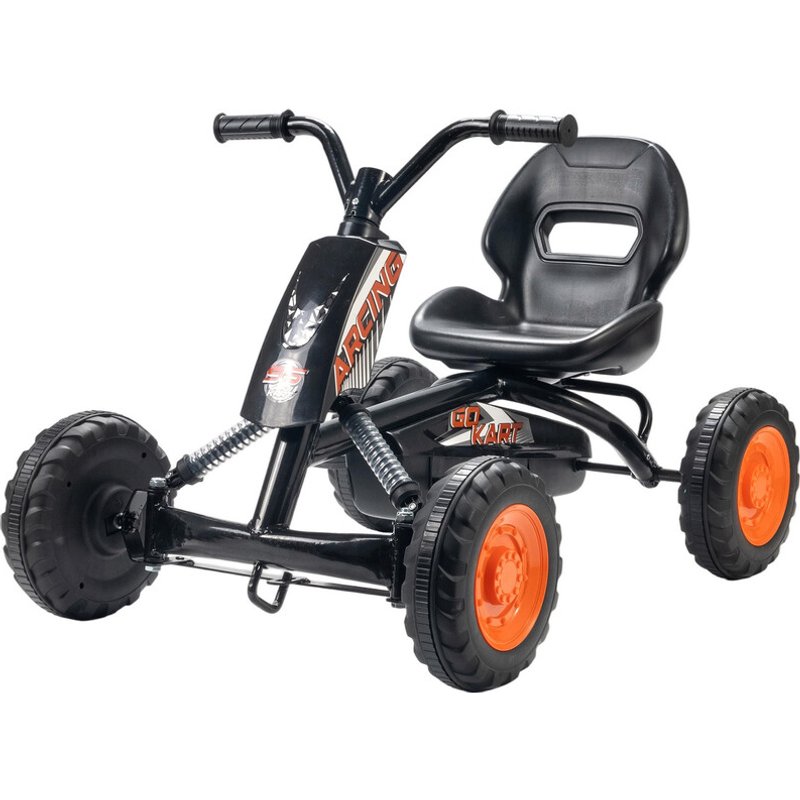 370-447V00BK AIYAPLAY Pedal Go Kart, Kids Ride on Race Car Sporty Design with Steel Frame, Go Kart for Kids Ages 2-5 Years, Black