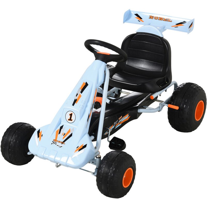 341-035 HOMCOM Pedal Go Kart, Kids Ride On Race Car with Brake, Gears Shift, Steering Wheel, Adjustable Seat, Gift for Boys and Girls 3-6 Years Outdoor, Blue