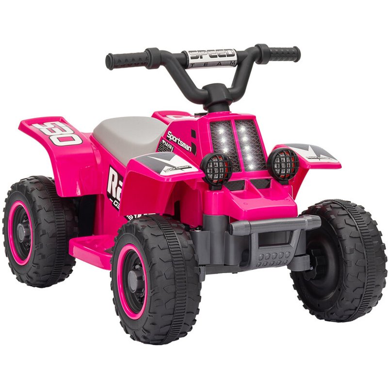 370-337V70PK AIYAPLAY 6V Electric Car for Kids, Battery Powered Kids ATV, Quad Bike with Forward Backward, LED Headlights, for Ages 18-36 Months, Pink
