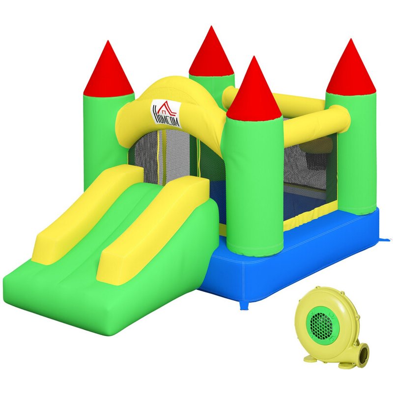 342-003 HOMCOM Kids Bouncy Castle Inflatable Bouncer Bounce House and Slide Inflatable Jumper with Blower