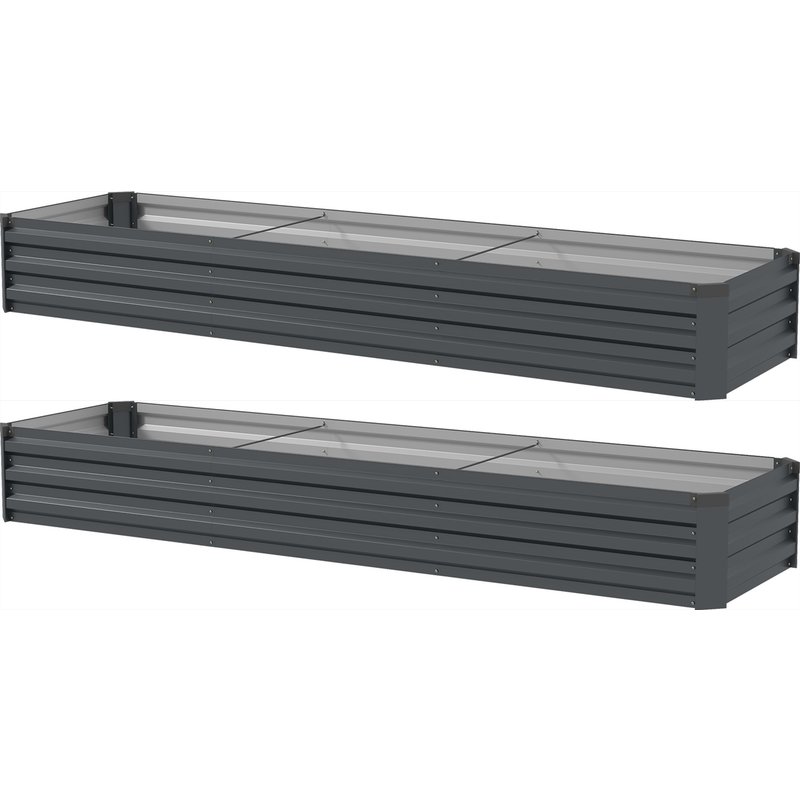 Outsunny 60 x 240cm Galvanised Steel Planter, with Open Bottom, Pack of 2
