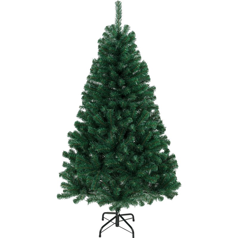 HOMCOM 5ft Artificial Christmas Tree, Fir Hinged Xmas Tree with 420 Branch Tips, Foldable Steel Stand, Green