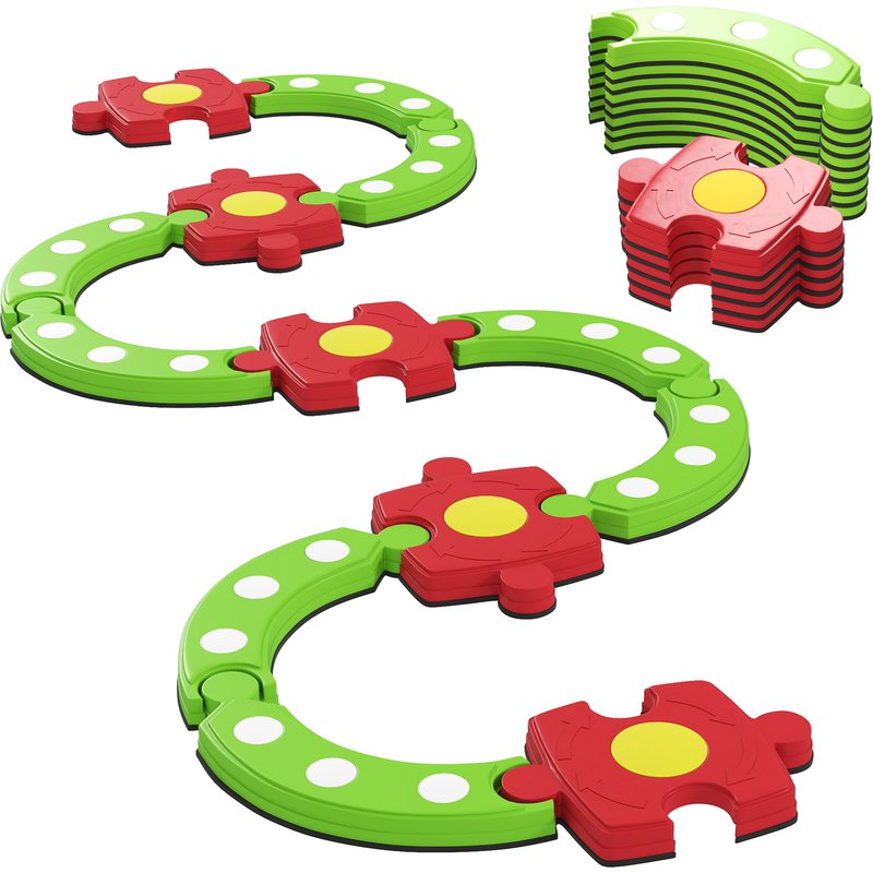 AIYAPLAY 13 PCS Kids Balance Beam Stepping Stones Set with Non-slip Textured Surface, Outdoor Indoor for Toddlers, Green