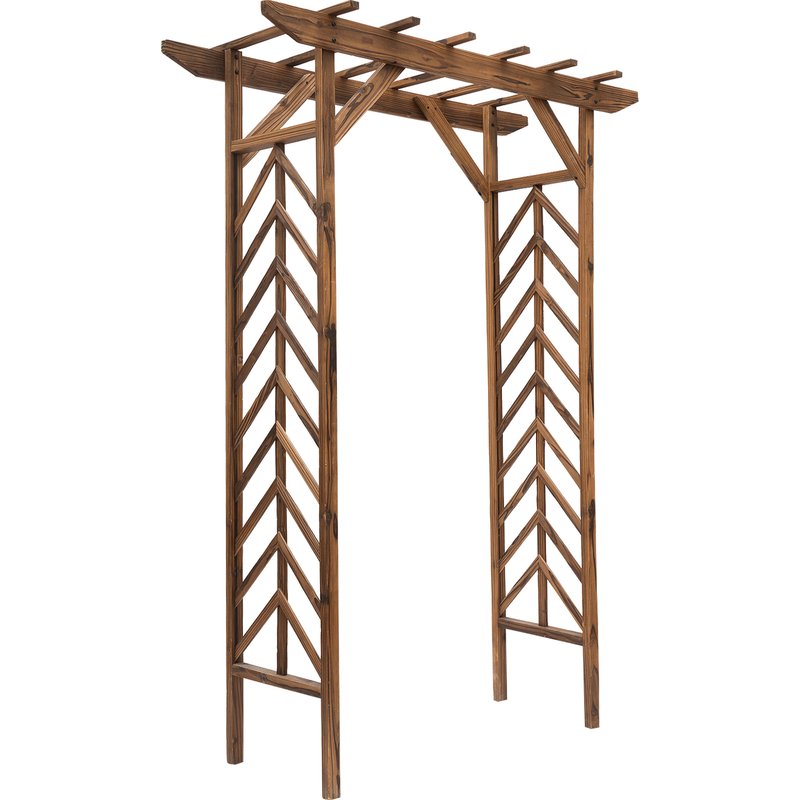 Outsunny Wooden Garden Arbor, Arch Trellis with Classic Countryside Style, Pergola Style Roof for Climbing Vines