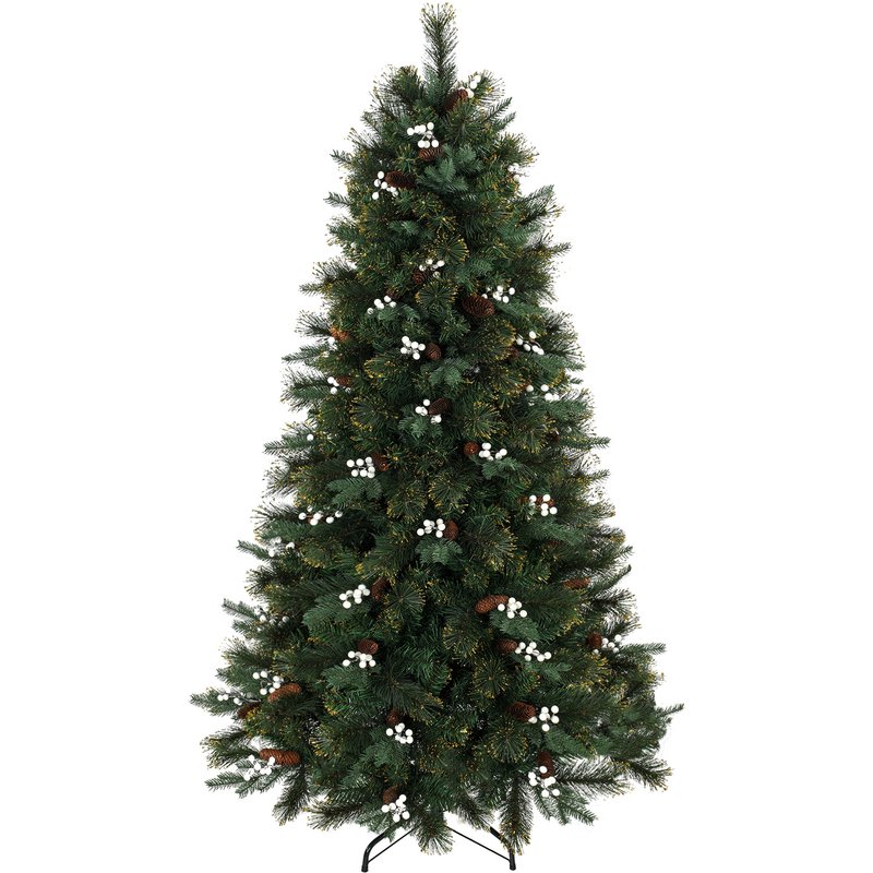 HOMCOM 6ft Artificial Christmas Tree, Fir Hinged Xmas Tree with 716 Branch Tips, Foldable Metal Stand, Easy Assembly, Green