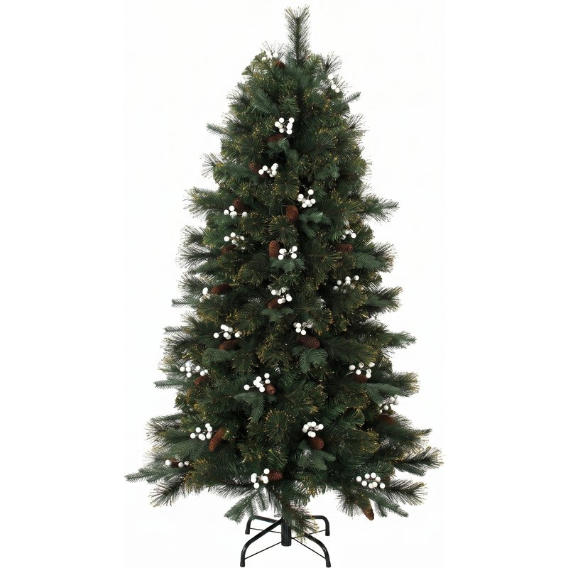HOMCOM 5ft Artificial Christmas Tree, Fir Hinged Xmas Tree with 490 Branch Tips, Foldable Metal Stand, Easy Assembly, Green