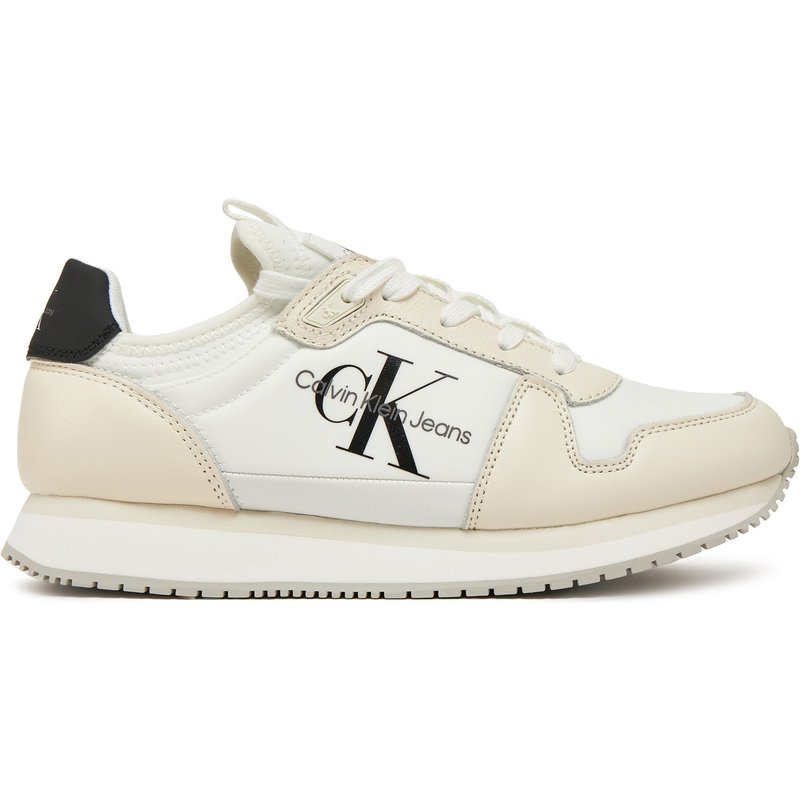 Sneakers Calvin Klein Jeans Runner Sock Laceup Ml Lth YW0YW01616 Weiß
