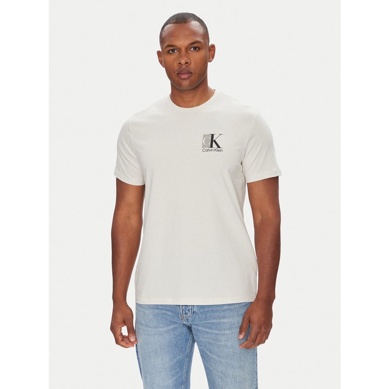 Calvin Klein T-Shirt Abstract Graphic LV04RC853G Écru Regular Fit