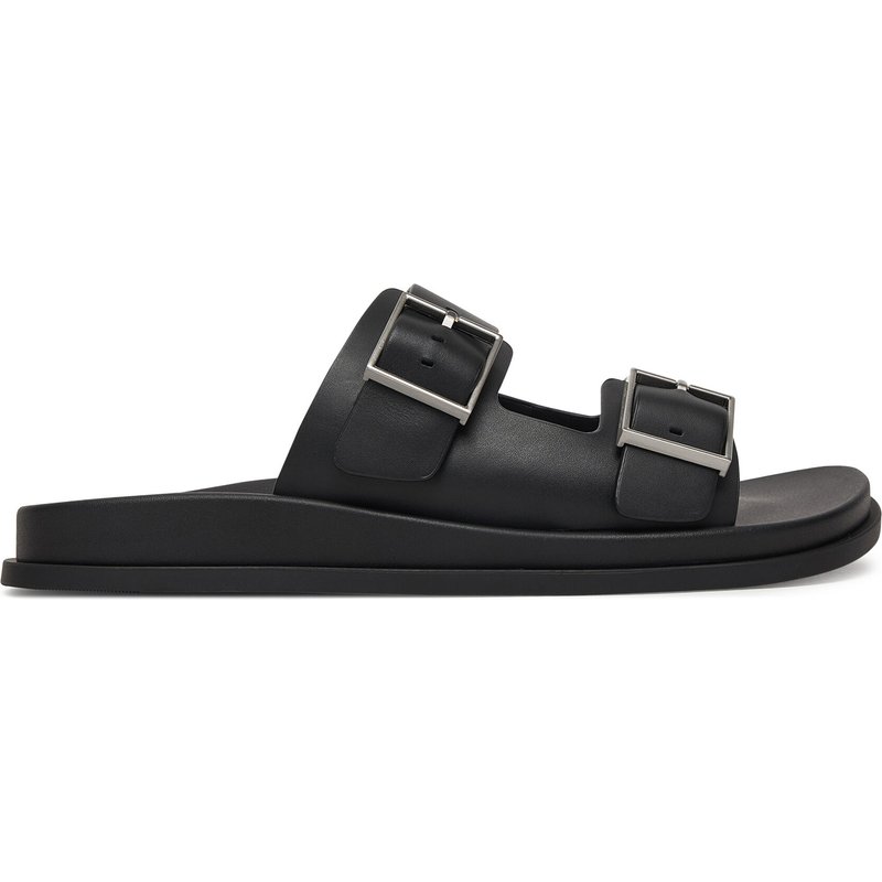 Pantoletten Calvin Klein City Sandal Buckle Lth HW0HW02885 Schwarz