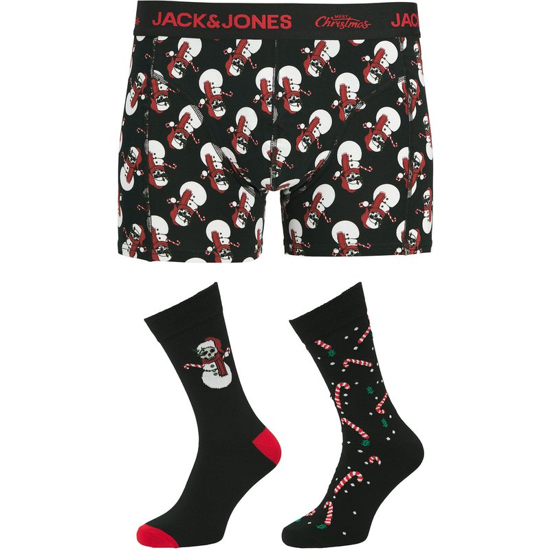 Jack & Jones Set Boxershorts und Socken Snow Skulls Giftbox 12285138 Schwarz
