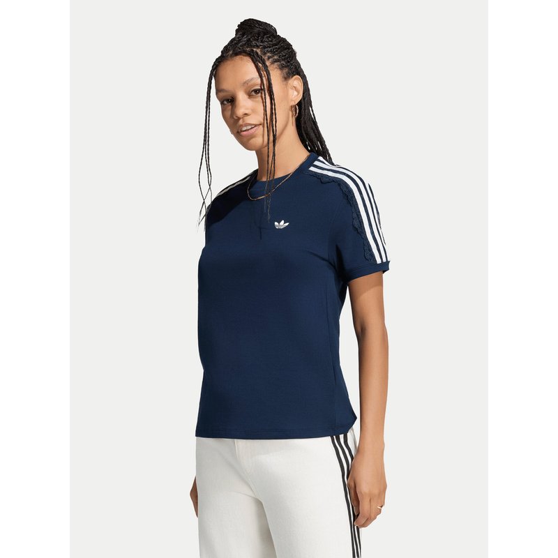 adidas T-Shirt Lace 3 Stripes LG4264 Dunkelblau Regular Fit