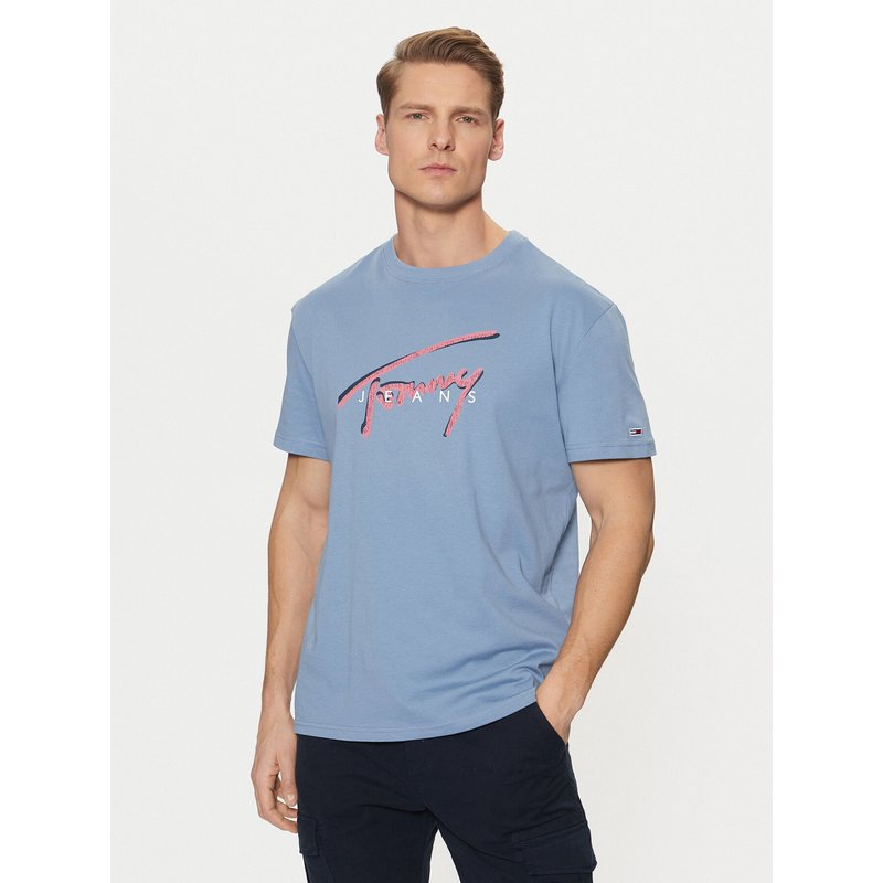 Tommy Jeans T-Shirt Signature DM0DM21109 Blau Regular Fit