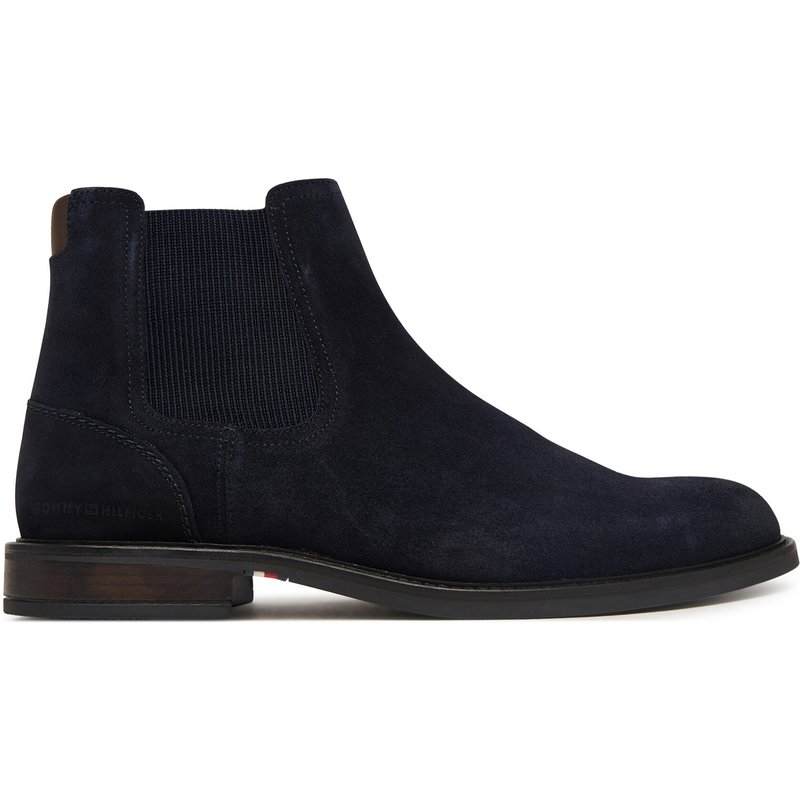 Klassische Stiefeletten Tommy Hilfiger Corporate Dressy Suede Chelsea FM0FM05953 Dunkelblau