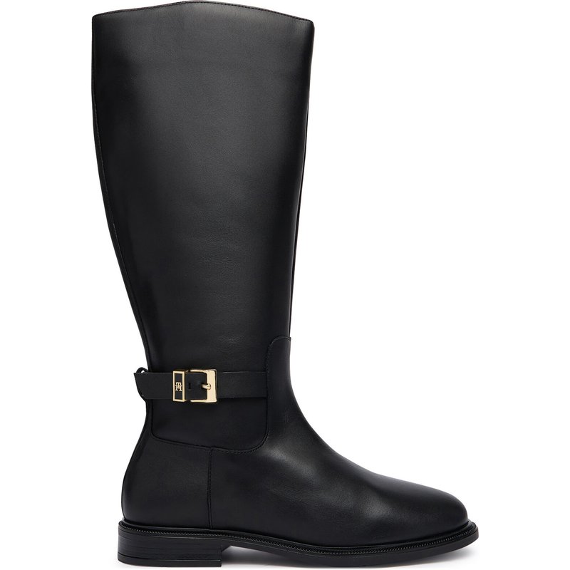 Stiefel Tommy Hilfiger Th Buckle Leather Knee Boot FW0FW09572 Schwarz