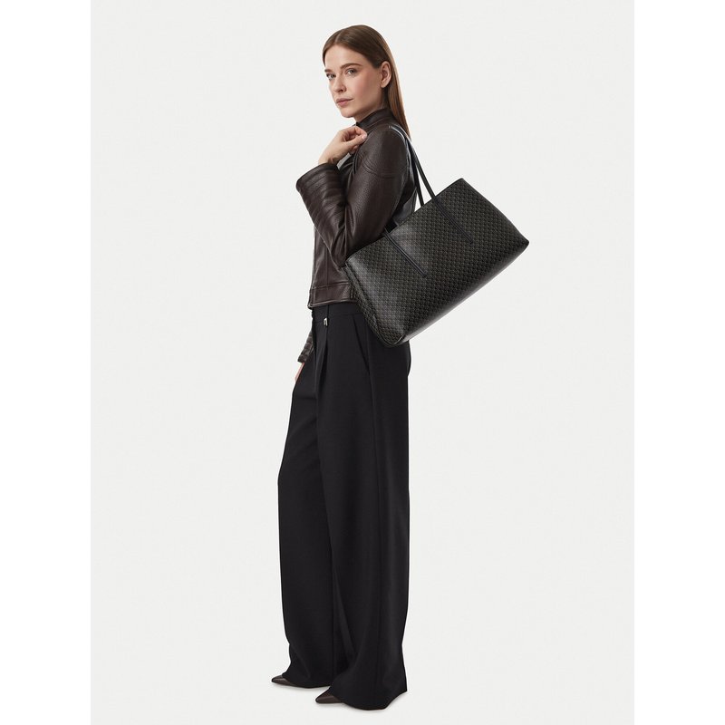 Handtasche Calvin Klein Emblem Aop Medium Work Tote LV04F3786G Schwarz