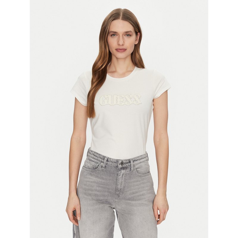 Guess T-Shirt W5GI42 J1314 Écru Regular Fit