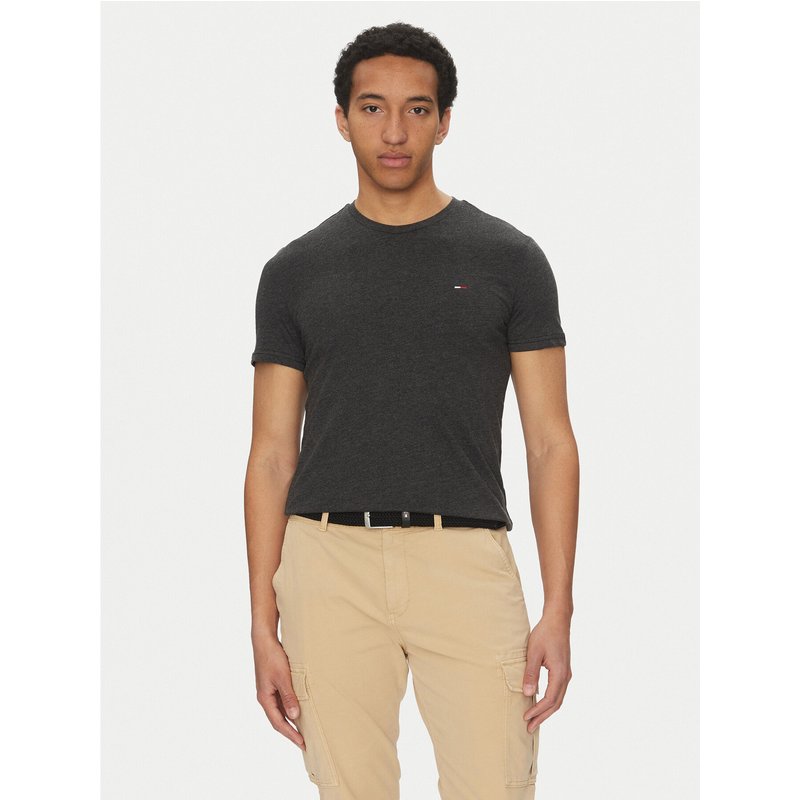 Tommy Jeans T-Shirt Jaspe DM0DM20363 Schwarz Slim Fit
