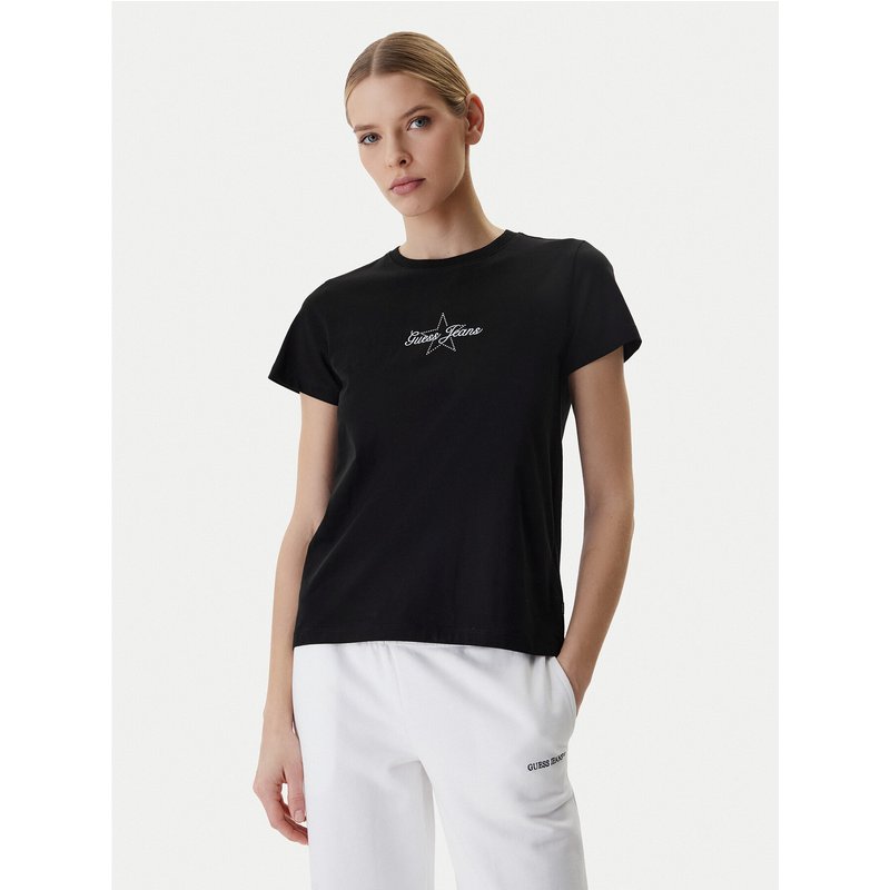 Guess Jeans T-Shirt W6RI18 J1314 Schwarz Regular Fit