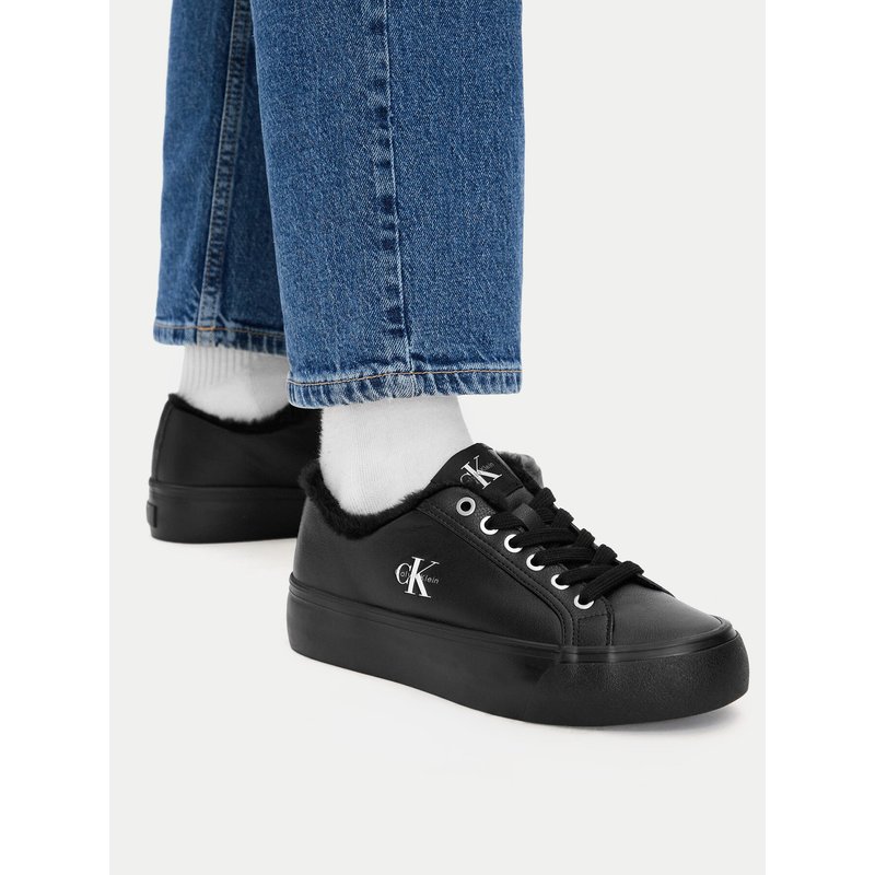 Sneakers Calvin Klein Vulc Flatf Laceup Lth Fur HW0HW03235 Schwarz
